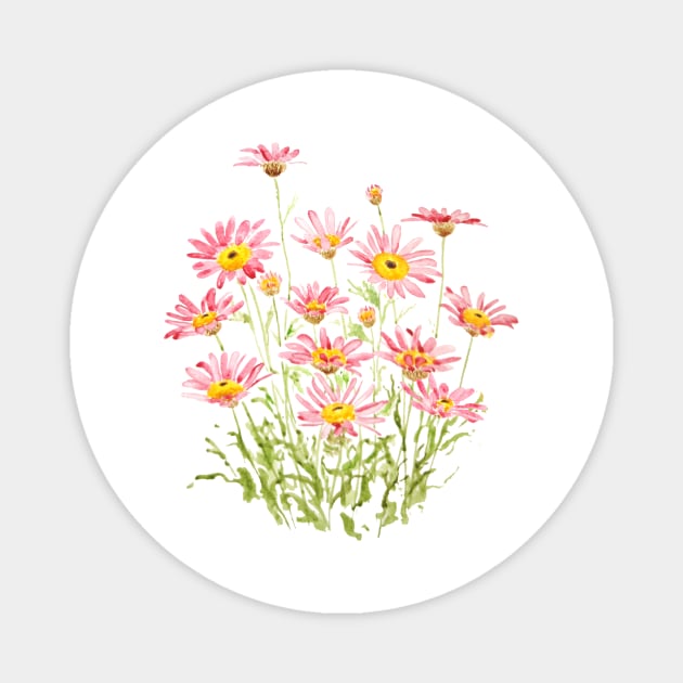 pink Marigold Margarita Rosa watercolor Magnet by colorandcolor